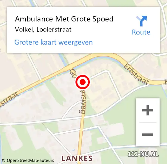 Locatie op kaart van de 112 melding: Ambulance Met Grote Spoed Naar Volkel, Looierstraat op 10 oktober 2015 17:01