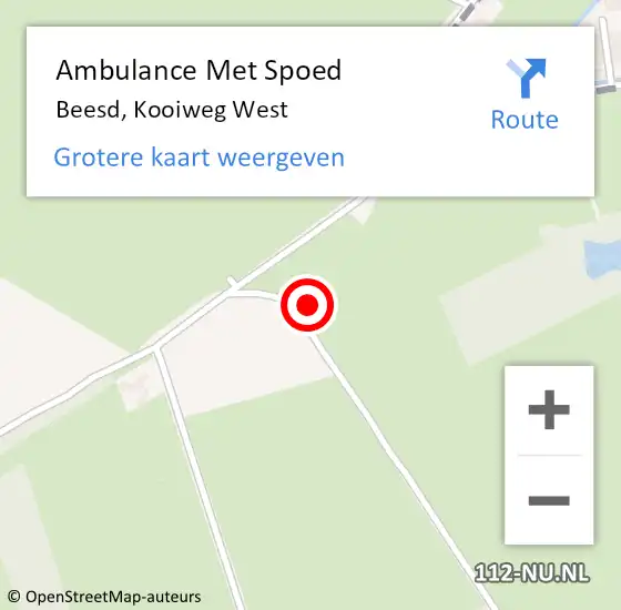 Locatie op kaart van de 112 melding: Ambulance Met Spoed Naar Beesd, Kooiweg West op 10 oktober 2015 17:47