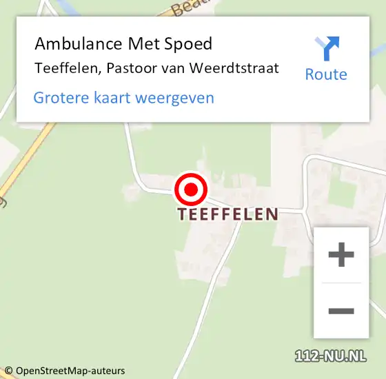 Locatie op kaart van de 112 melding: Ambulance Met Spoed Naar Teeffelen, Pastoor van Weerdtstraat op 23 november 2013 09:22