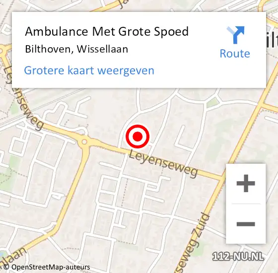 Locatie op kaart van de 112 melding: Ambulance Met Grote Spoed Naar Bilthoven, Wissellaan op 23 november 2013 09:24