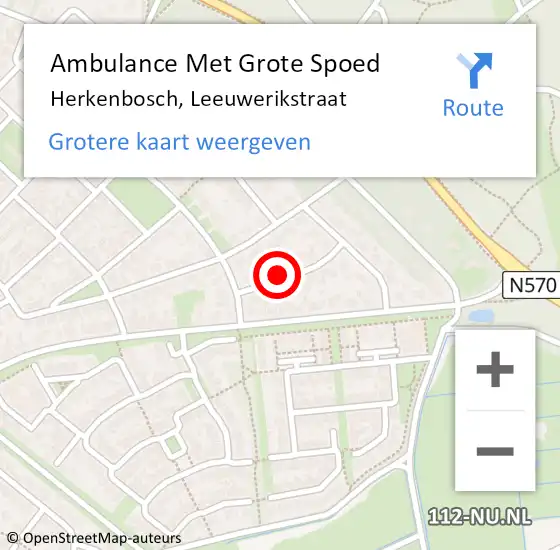 Locatie op kaart van de 112 melding: Ambulance Met Grote Spoed Naar Herkenbosch, Leeuwerikstraat op 23 november 2013 09:28