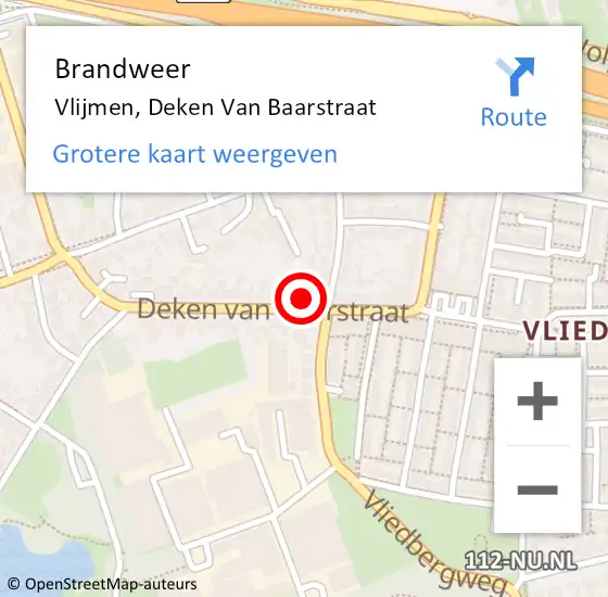 Locatie op kaart van de 112 melding: Brandweer Vlijmen, Deken Van Baarstraat op 11 oktober 2015 00:24