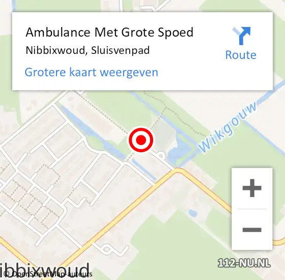 Locatie op kaart van de 112 melding: Ambulance Met Grote Spoed Naar Nibbixwoud, Sluisvenpad op 11 oktober 2015 02:05