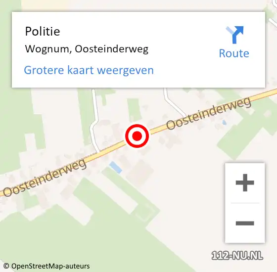 Locatie op kaart van de 112 melding: Politie Wognum, Oosteinderweg op 11 oktober 2015 02:06