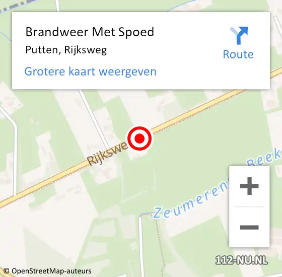 Locatie op kaart van de 112 melding: Brandweer Met Spoed Naar Putten, Rijksweg op 11 oktober 2015 03:42