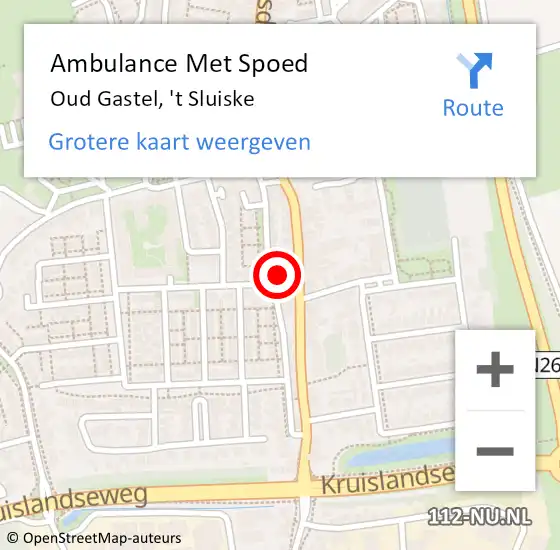 Locatie op kaart van de 112 melding: Ambulance Met Spoed Naar Oud Gastel, 't Sluiske op 11 oktober 2015 08:45