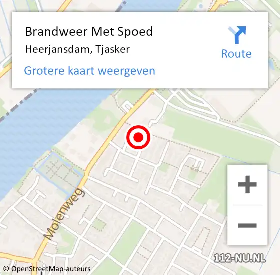 Locatie op kaart van de 112 melding: Brandweer Met Spoed Naar Heerjansdam, Tjasker op 11 oktober 2015 09:51