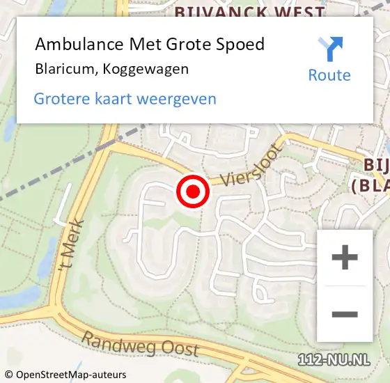 Locatie op kaart van de 112 melding: Ambulance Met Grote Spoed Naar Blaricum, Koggewagen op 11 oktober 2015 10:01