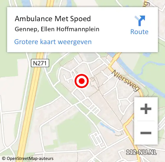 Locatie op kaart van de 112 melding: Ambulance Met Spoed Naar Gennep, Ellen Hoffmannplein op 23 november 2013 10:29