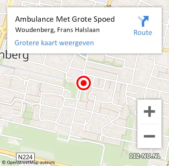 Locatie op kaart van de 112 melding: Ambulance Met Grote Spoed Naar Woudenberg, Frans Halslaan op 11 oktober 2015 10:15