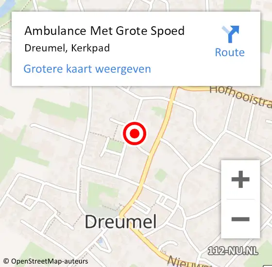 Locatie op kaart van de 112 melding: Ambulance Met Grote Spoed Naar Dreumel, Kerkpad op 11 oktober 2015 10:40