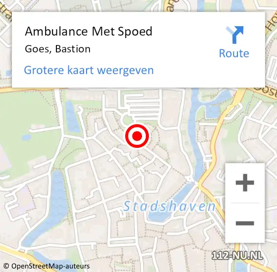 Locatie op kaart van de 112 melding: Ambulance Met Spoed Naar Goes, Bastion op 11 oktober 2015 12:08