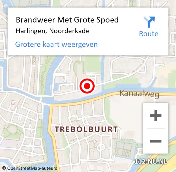 Locatie op kaart van de 112 melding: Brandweer Met Grote Spoed Naar Harlingen, Noorderkade op 11 oktober 2015 12:16