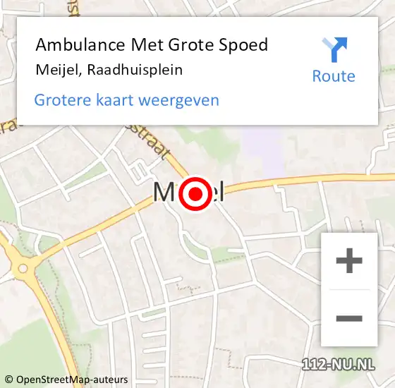 Locatie op kaart van de 112 melding: Ambulance Met Grote Spoed Naar Meijel, Raadhuisplein op 11 oktober 2015 12:18