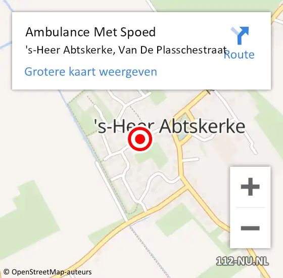 Locatie op kaart van de 112 melding: Ambulance Met Spoed Naar 's-Heer Abtskerke, Van De Plasschestraat op 11 oktober 2015 12:41