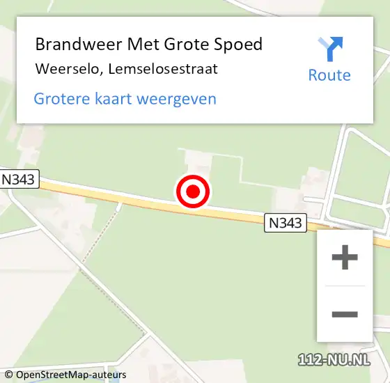 Locatie op kaart van de 112 melding: Brandweer Met Grote Spoed Naar Weerselo, Lemselosestraat op 11 oktober 2015 13:14