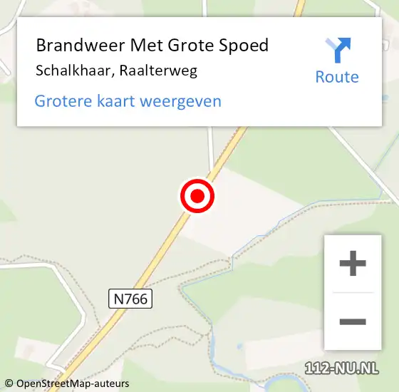 Locatie op kaart van de 112 melding: Brandweer Met Grote Spoed Naar Schalkhaar, Raalterweg op 11 oktober 2015 13:32