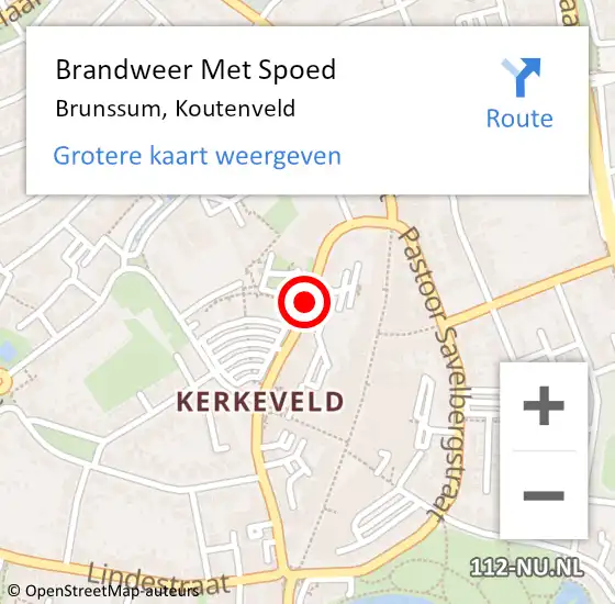 Locatie op kaart van de 112 melding: Brandweer Met Spoed Naar Brunssum, Koutenveld op 11 oktober 2015 14:54