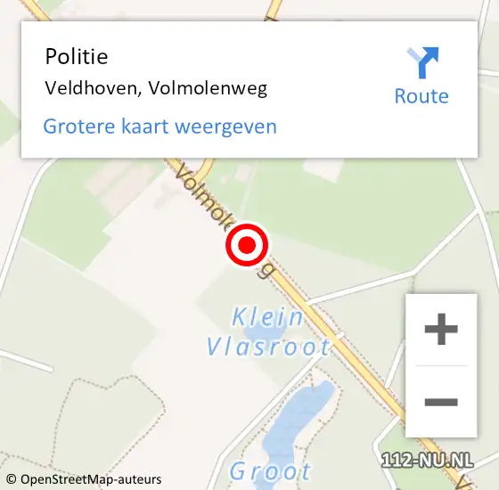 Locatie op kaart van de 112 melding: Politie Veldhoven, Volmolenweg op 11 oktober 2015 14:56