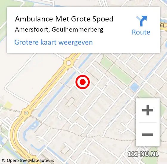 Locatie op kaart van de 112 melding: Ambulance Met Grote Spoed Naar Amersfoort, Geulhemmerberg op 11 oktober 2015 15:06