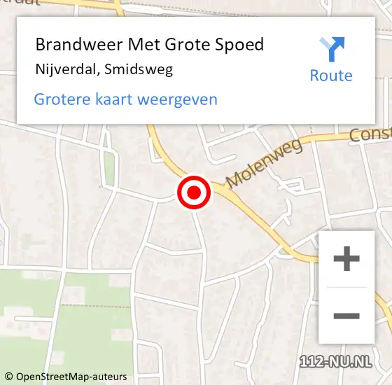 Locatie op kaart van de 112 melding: Brandweer Met Grote Spoed Naar Nijverdal, Smidsweg op 11 oktober 2015 16:03