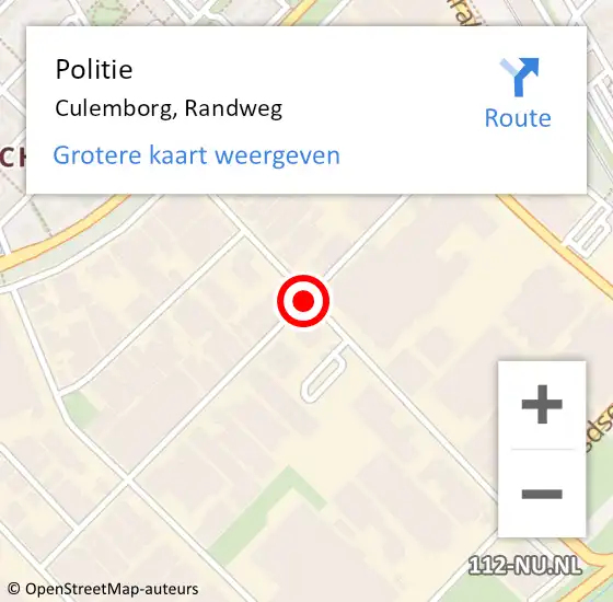 Locatie op kaart van de 112 melding: Politie Culemborg, Randweg op 11 oktober 2015 16:19