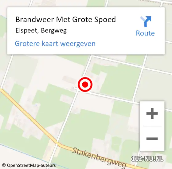 Locatie op kaart van de 112 melding: Brandweer Met Grote Spoed Naar Elspeet, Bergweg op 11 oktober 2015 16:39