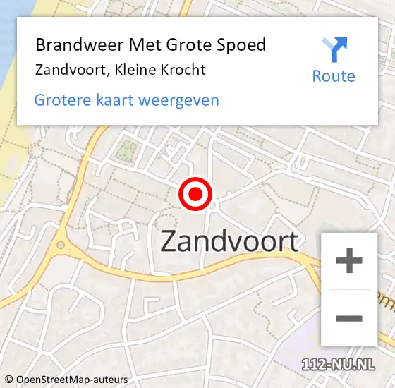 Locatie op kaart van de 112 melding: Brandweer Met Grote Spoed Naar Zandvoort, Kleine Krocht op 11 oktober 2015 16:44