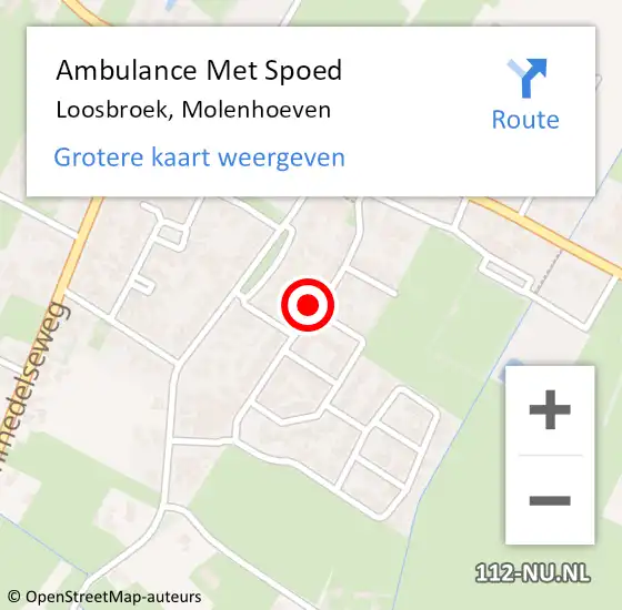 Locatie op kaart van de 112 melding: Ambulance Met Spoed Naar Loosbroek, Molenhoeven op 23 november 2013 11:01