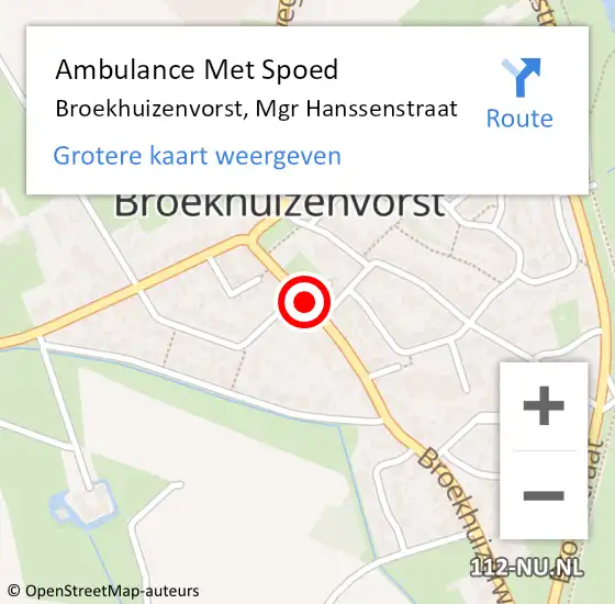 Locatie op kaart van de 112 melding: Ambulance Met Spoed Naar Broekhuizenvorst, Mgr Hanssenstraat op 23 november 2013 11:03