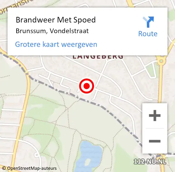 Locatie op kaart van de 112 melding: Brandweer Met Spoed Naar Brunssum, Vondelstraat op 11 oktober 2015 17:11