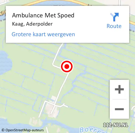 Locatie op kaart van de 112 melding: Ambulance Met Spoed Naar Kaag, Aderpolder op 11 oktober 2015 17:42