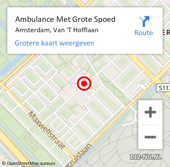 Locatie op kaart van de 112 melding: Ambulance Met Grote Spoed Naar Amsterdam, Van 'T Hofflaan op 11 oktober 2015 18:02