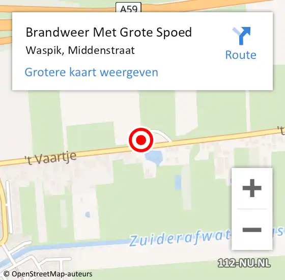 Locatie op kaart van de 112 melding: Brandweer Met Grote Spoed Naar Waspik, Middenstraat op 11 oktober 2015 18:17