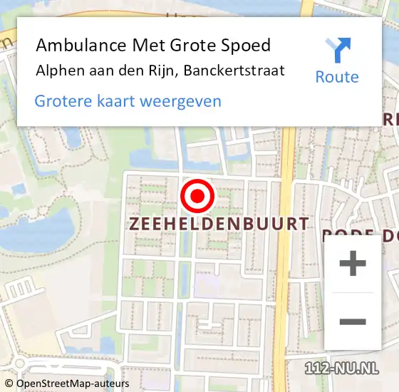 Locatie op kaart van de 112 melding: Ambulance Met Grote Spoed Naar Alphen aan den Rijn, Banckertstraat op 11 oktober 2015 20:07