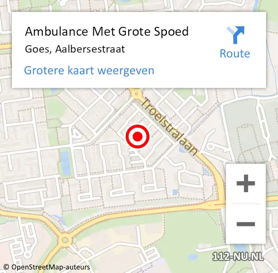 Locatie op kaart van de 112 melding: Ambulance Met Grote Spoed Naar Goes, Aalbersestraat op 11 oktober 2015 20:17