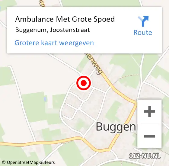 Locatie op kaart van de 112 melding: Ambulance Met Grote Spoed Naar Buggenum, Joostenstraat op 11 oktober 2015 21:07