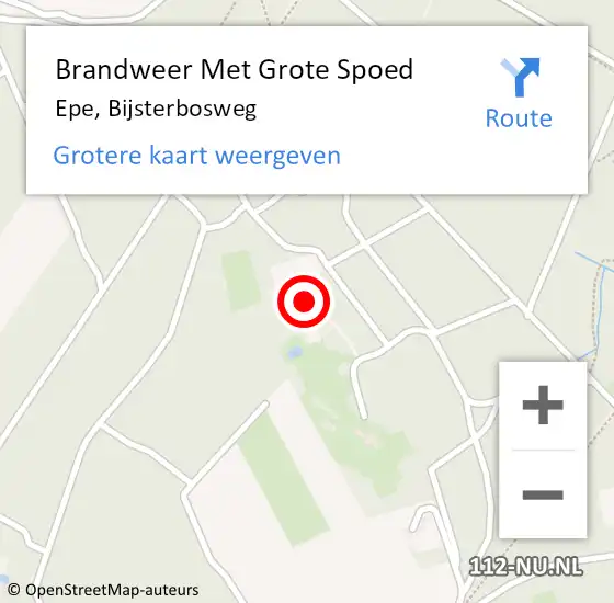 Locatie op kaart van de 112 melding: Brandweer Met Grote Spoed Naar Epe, Bijsterbosweg op 11 oktober 2015 21:18