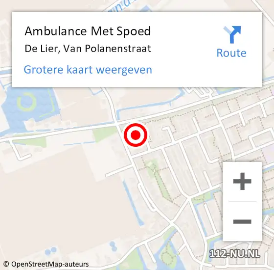 Locatie op kaart van de 112 melding: Ambulance Met Spoed Naar De Lier, Van Polanenstraat op 11 oktober 2015 21:28