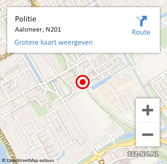Locatie op kaart van de 112 melding: Politie Aalsmeer, N201 op 11 oktober 2015 23:13