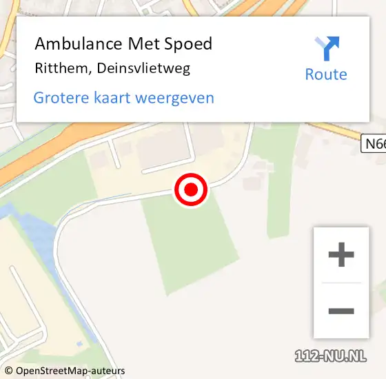 Locatie op kaart van de 112 melding: Ambulance Met Spoed Naar Ritthem, Deinsvlietweg op 23 november 2013 11:46