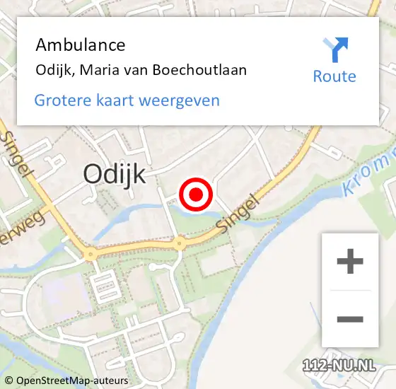 Locatie op kaart van de 112 melding: Ambulance Odijk, Maria van Boechoutlaan op 12 oktober 2015 04:41