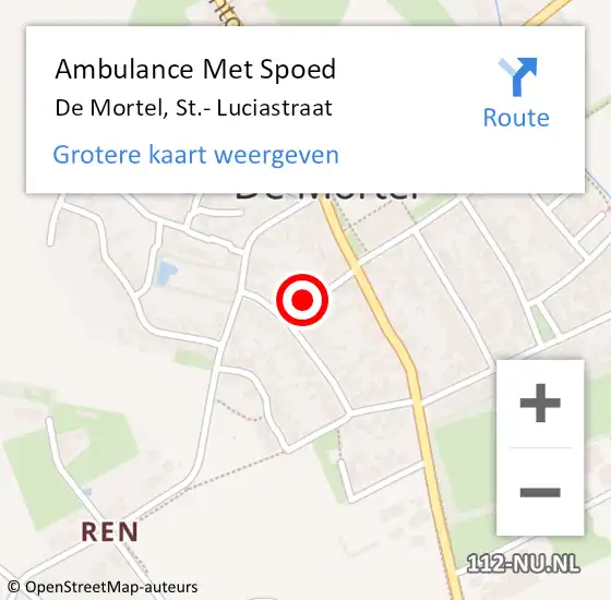 Locatie op kaart van de 112 melding: Ambulance Met Spoed Naar De Mortel, St.- Luciastraat op 12 oktober 2015 07:01