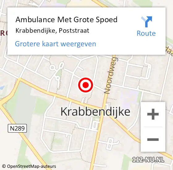 Locatie op kaart van de 112 melding: Ambulance Met Grote Spoed Naar Krabbendijke, Poststraat op 23 november 2013 12:03