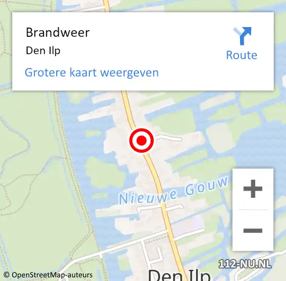 Locatie op kaart van de 112 melding: Brandweer Den Ilp op 12 oktober 2015 08:19