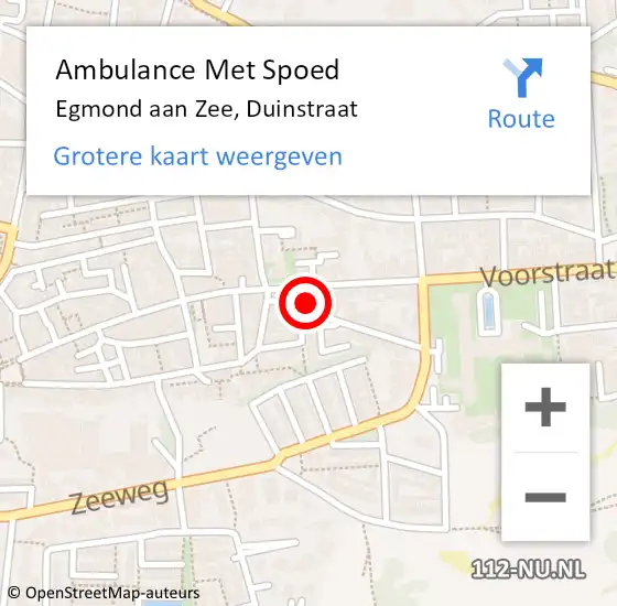 Locatie op kaart van de 112 melding: Ambulance Met Spoed Naar Egmond aan Zee, Duinstraat op 13 september 2013 16:59