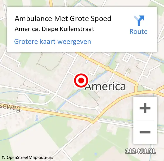 Locatie op kaart van de 112 melding: Ambulance Met Grote Spoed Naar America, Diepe Kuilenstraat op 23 november 2013 12:19