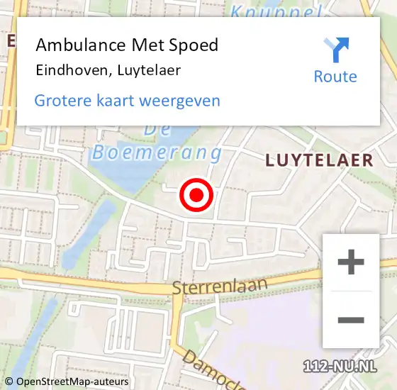 Locatie op kaart van de 112 melding: Ambulance Met Spoed Naar Eindhoven, Luytelaer op 12 oktober 2015 10:43