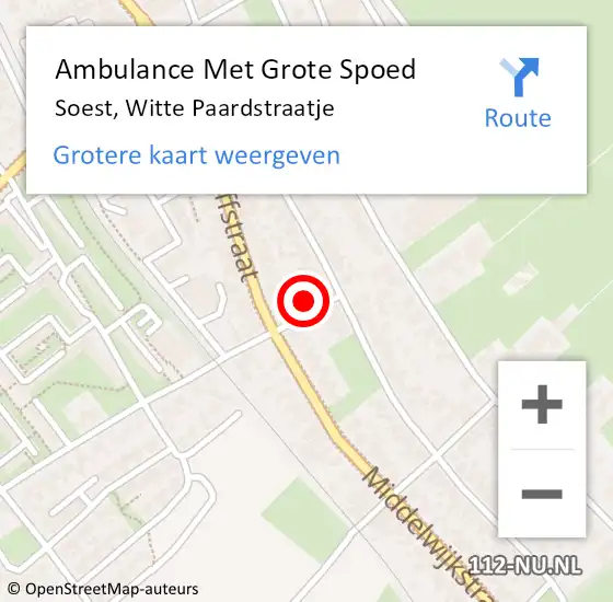 Locatie op kaart van de 112 melding: Ambulance Met Grote Spoed Naar Soest, Witte Paardstraatje op 12 oktober 2015 10:51