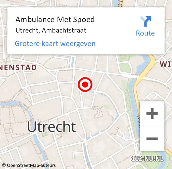 Locatie op kaart van de 112 melding: Ambulance Met Spoed Naar Utrecht, Ambachtstraat op 12 oktober 2015 11:11